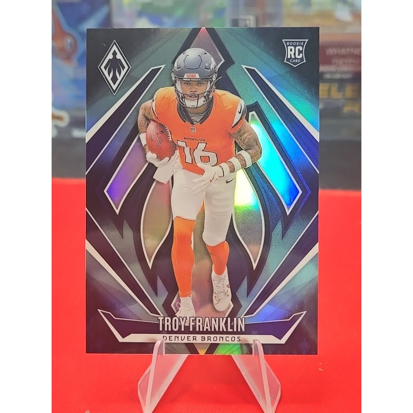 2024 Panini Football Phoenix Troy Franklin Teal Fade /72 #244 RC Denver Broncos