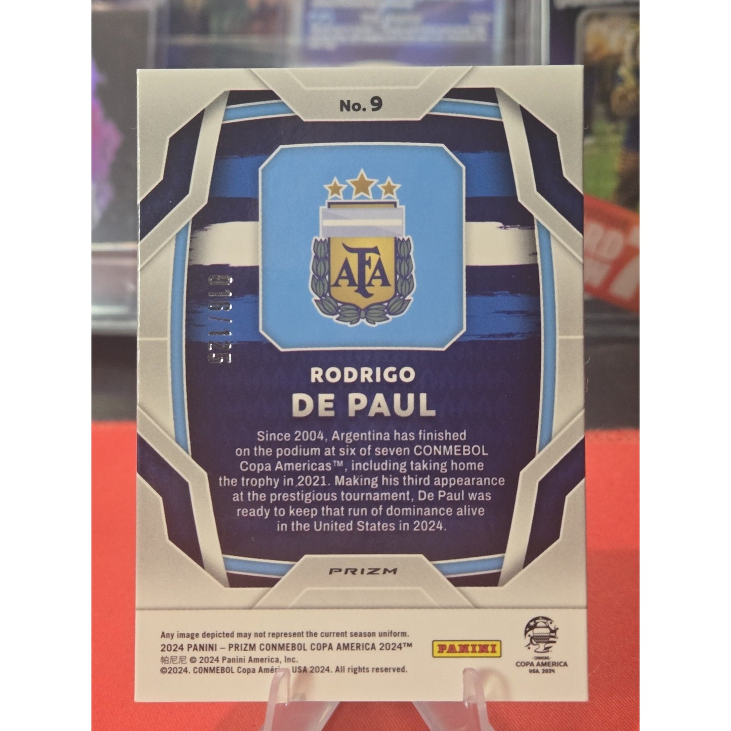Rodrigo De Paul /125 Red Prizm 2024 Panini Prizm Conmebal Copa America - #9