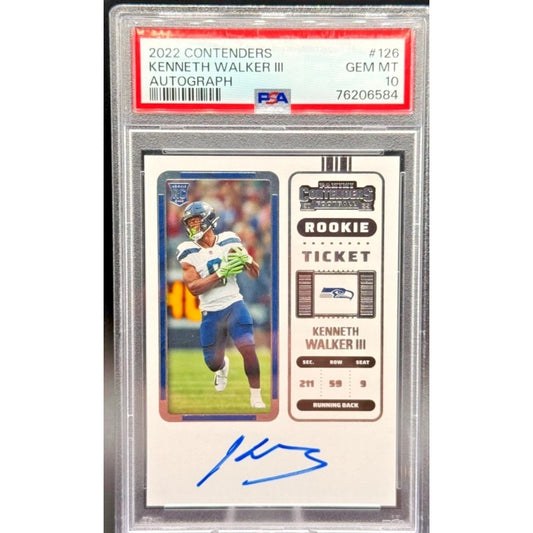 Kenneth Walker PSA 10 Auto 2022 Panini Contenders Optic Rookie Ticket