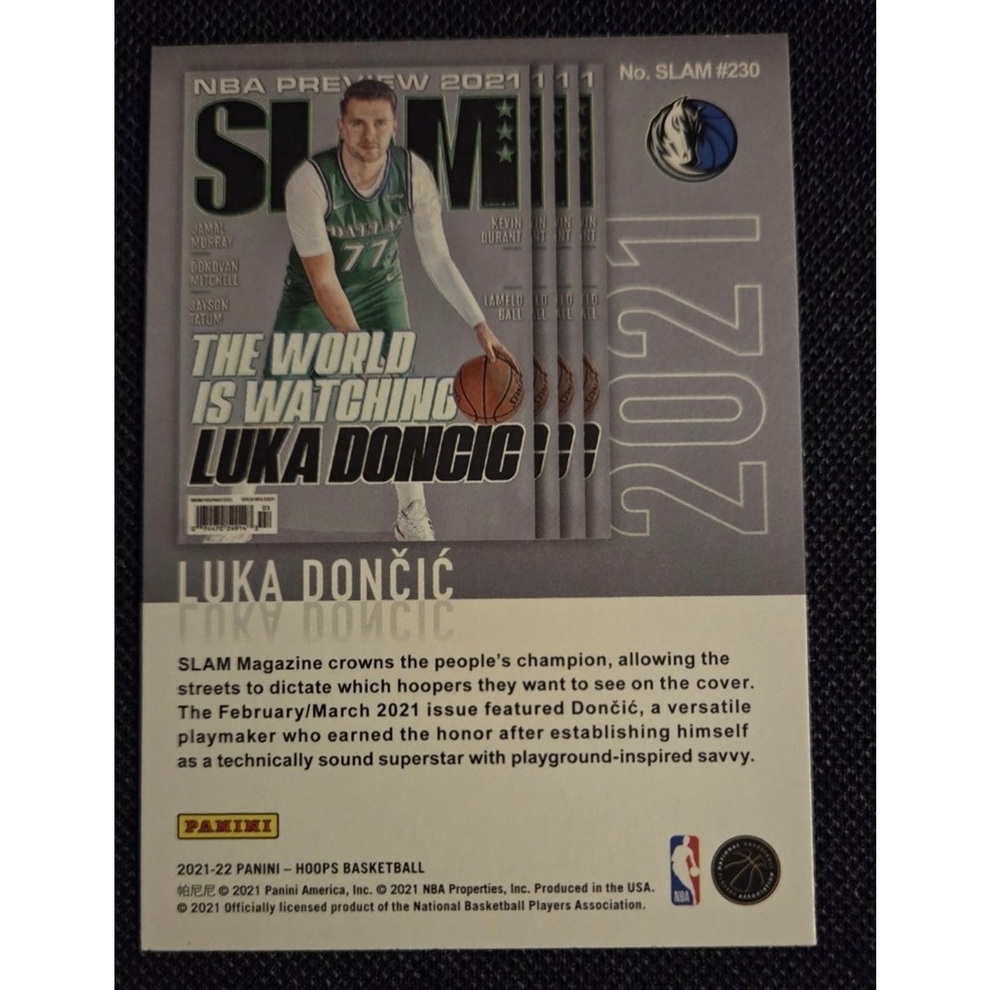 Luka Doncic 2021-22 Panini Hoops Basketball Slam Holo Mavericks SSP