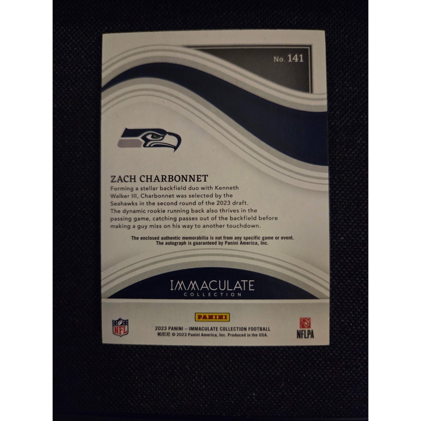 Zach Charbonnet /25 RPA 2023 Panini Immaculate Collection Seahawks New RB1