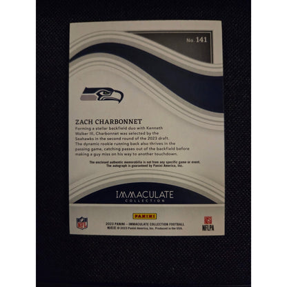 Zach Charbonnet /25 RPA 2023 Panini Immaculate Collection Seahawks New RB1
