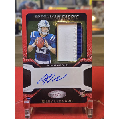 Riley Leonard /25- 2025 Panini Certified Freshman Fabric Rookie Patch Auto