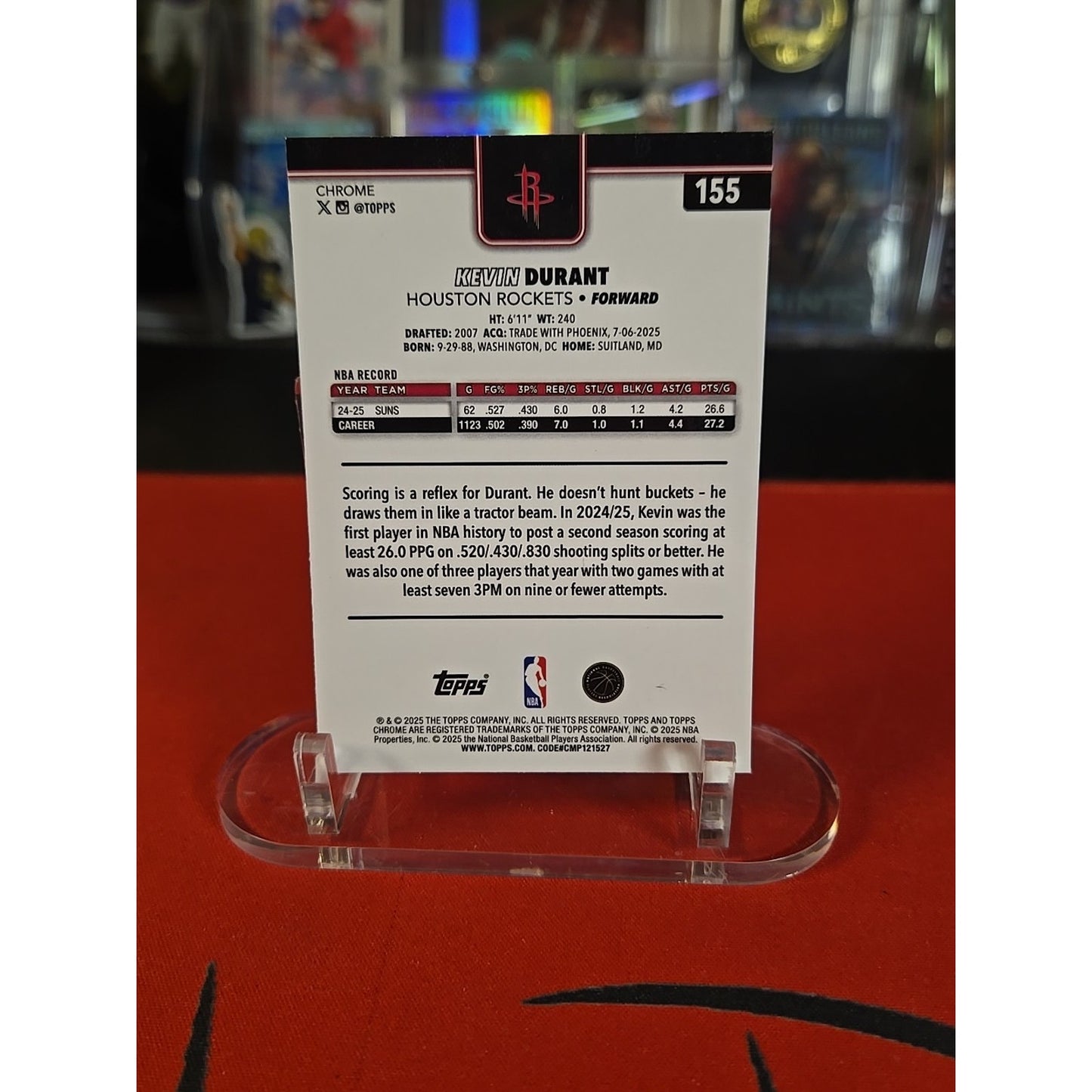 2025 Topps Chrome Kevin Durant Pink /399 SP