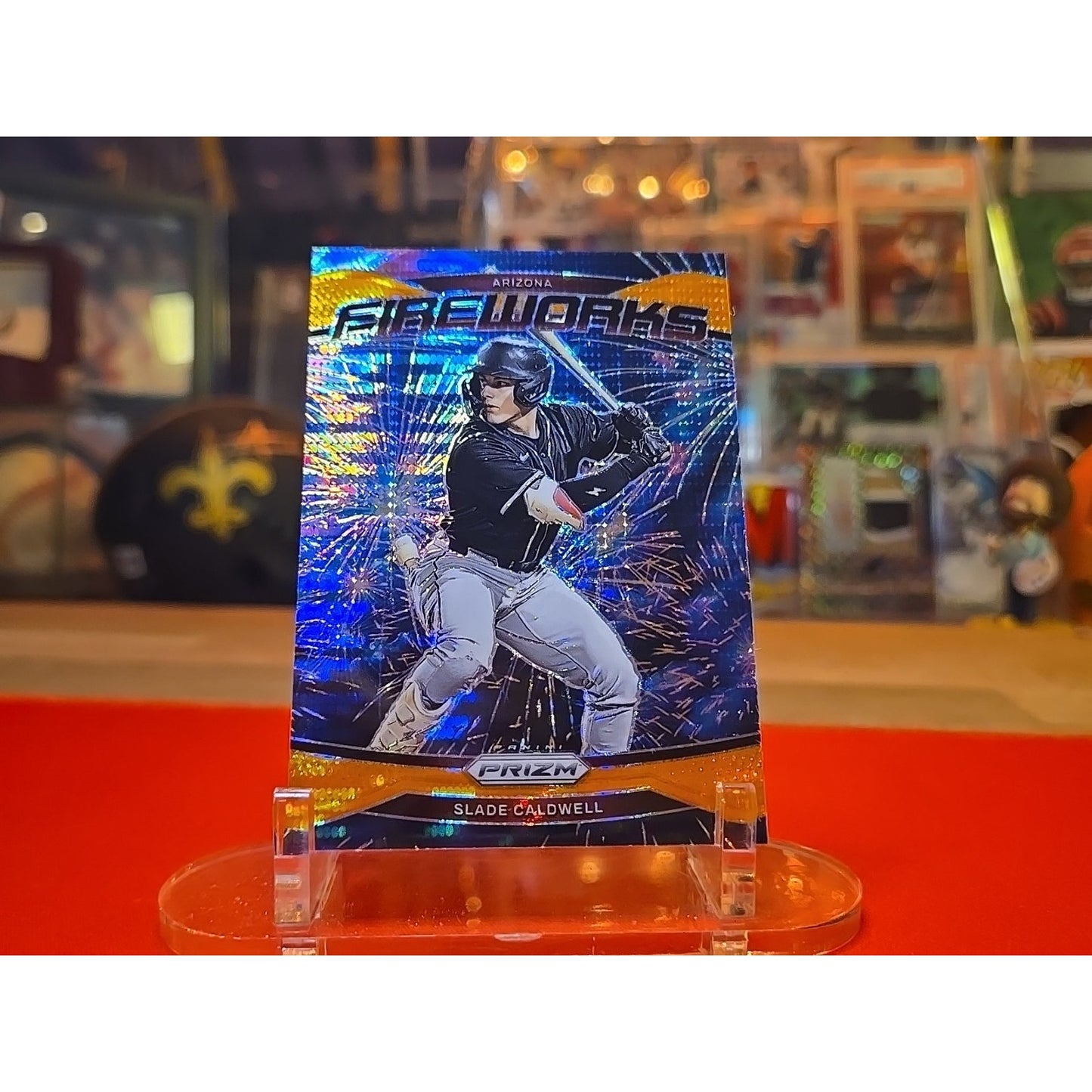 2025 Panini Prizm - Fireworks Slade Caldwell, Slade Caldwell #15 Orange...