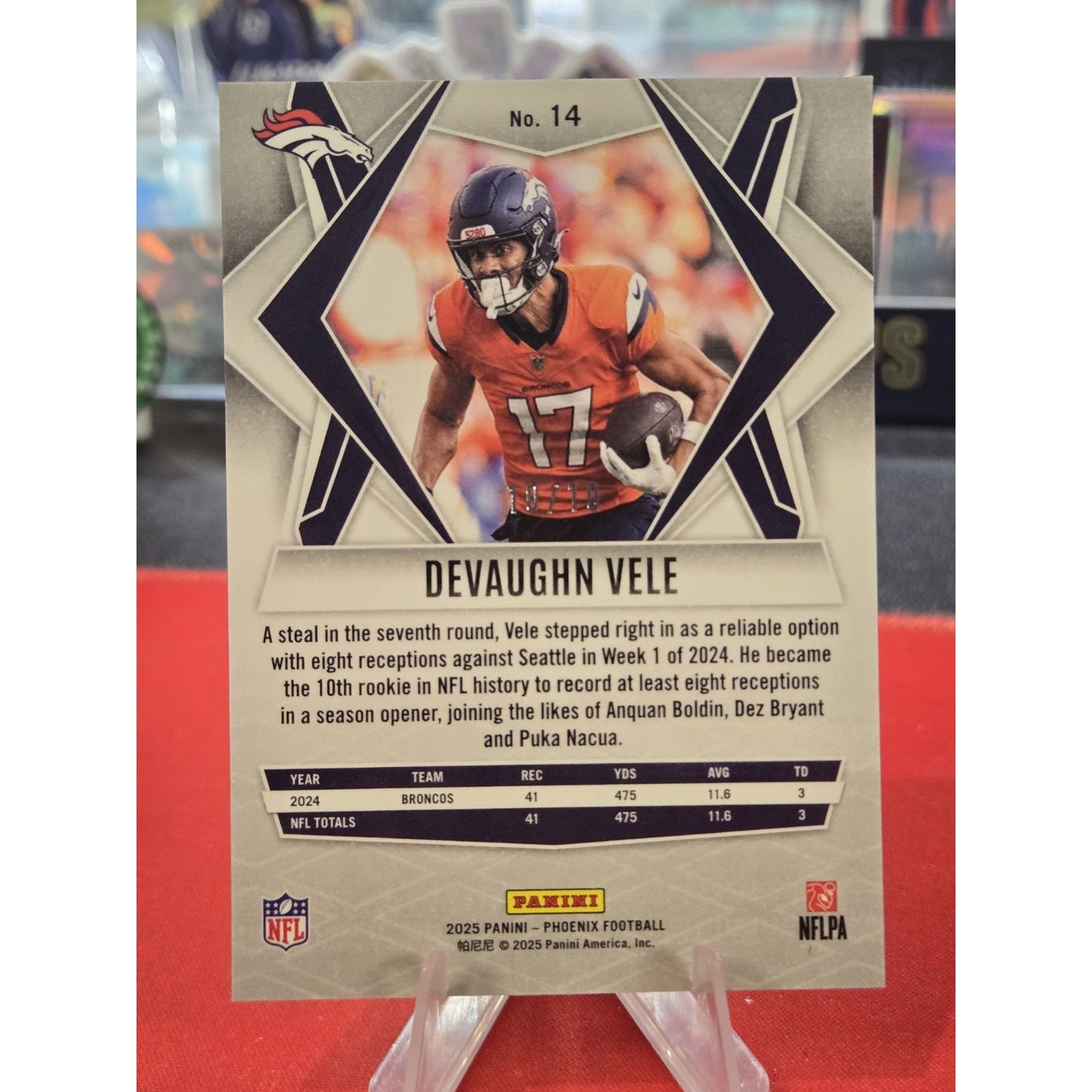 Devaughn Vele Gold /10 Mojo 2025 Phoenix Parallel Denver Broncos #14