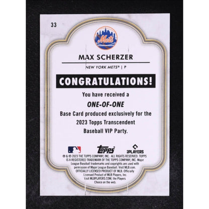 Max Scherzer 1/1 2023 Topps Transcendent Collection #33
