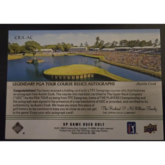 Austin Cook 2021 Auto And Game Used Course Relics TPC Sawgrass #CRA AC
