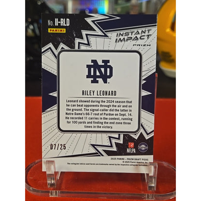 Riley Leonard /25 Pink Pulsar 2025 Prizm Draft Picks Rookie Instant Impact