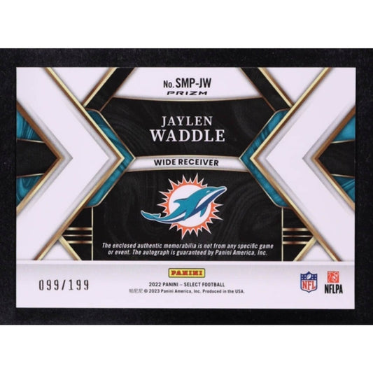 Jaylen Waddle /199 Auto & Patch 2022 Panini - Select Miami Dolphins