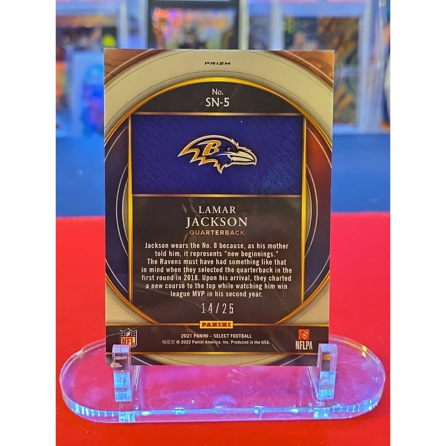 Lamar Jackson /25 Tie-dye 2021 Panini Select - Select Numbers #SN-5