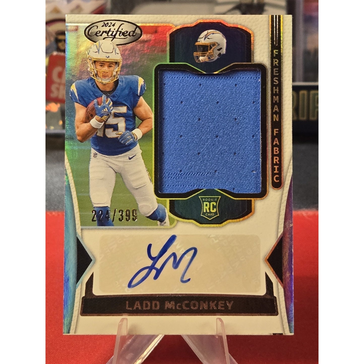 Ladd McConkey /399 Auto 2024 Panini Certified Freshman Fabric Mirror Signatures