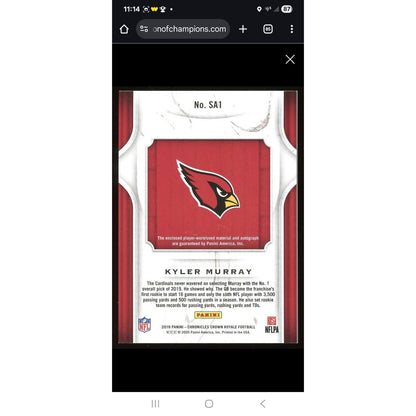 Kyler Murray /49 RPA 2019 Panini Crown Royale Silhouette Autographs #SS1