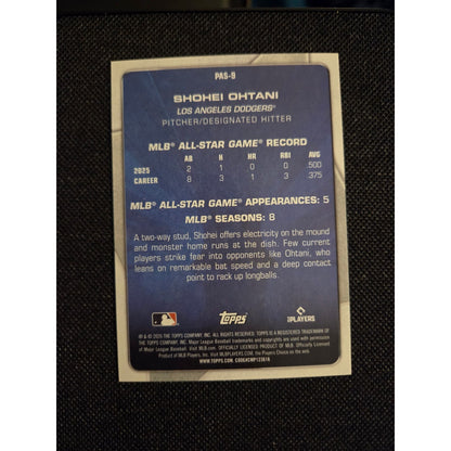 Shohei Ohtani /25 Orange 2026 Topps Perennial All Stars PAS-9
