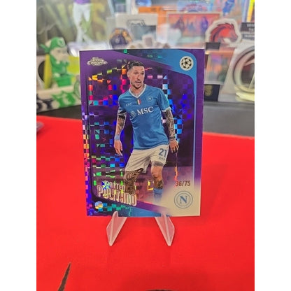 Matteo Politano /75 2025-26 Topps Chrome UCC Napoli Purple Geometric