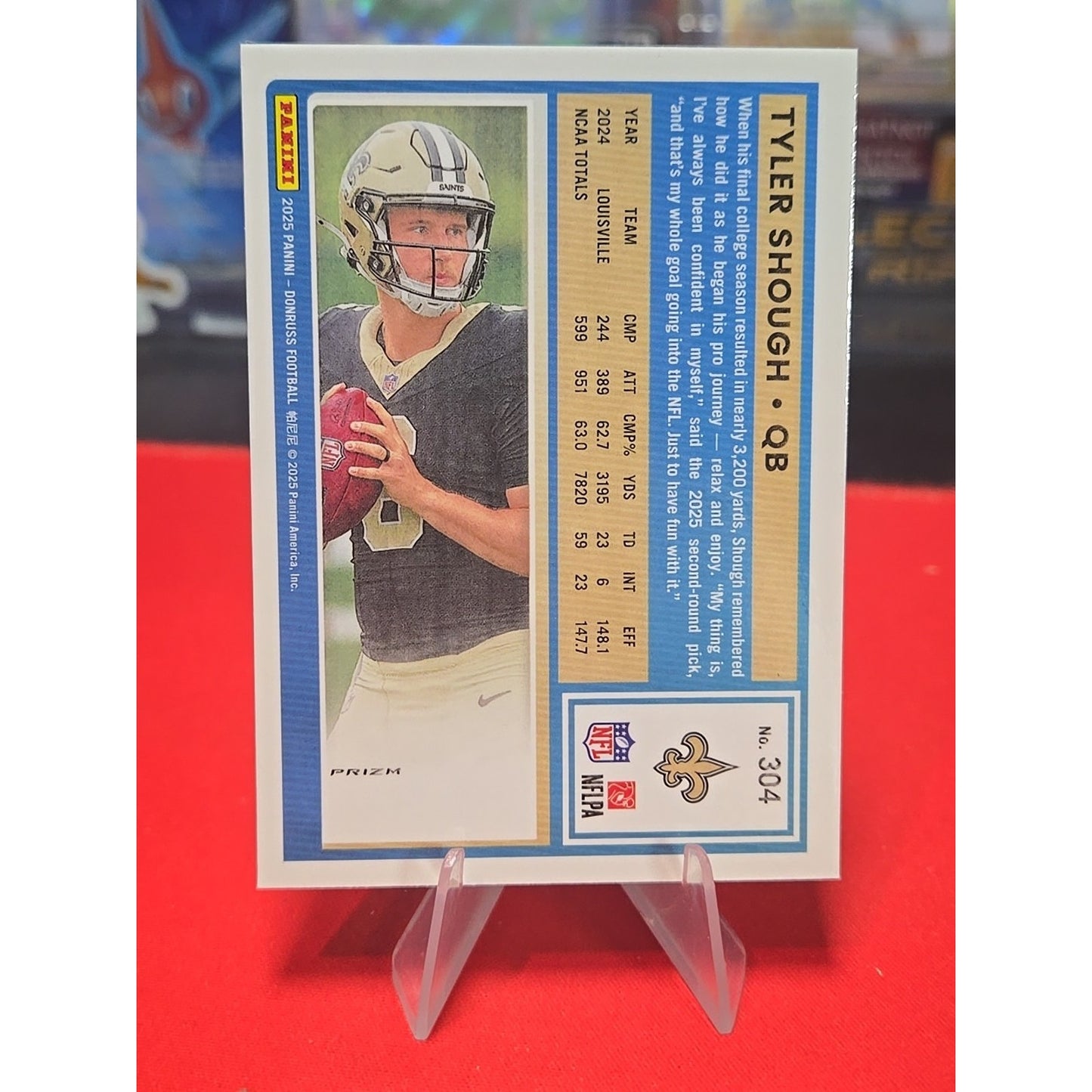 2025 Donruss #304 Tyler Shough Optic Rated Rookies Preview Red Pandora