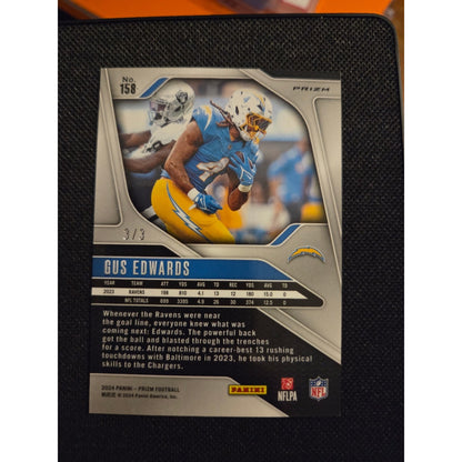 Gus Edwards /3 White Knight 2024 Panini Prizm #158
