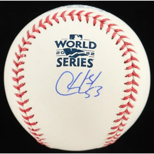 Cristian Javier Autographed Rawlings World Series OML Baseball Beckett Holo