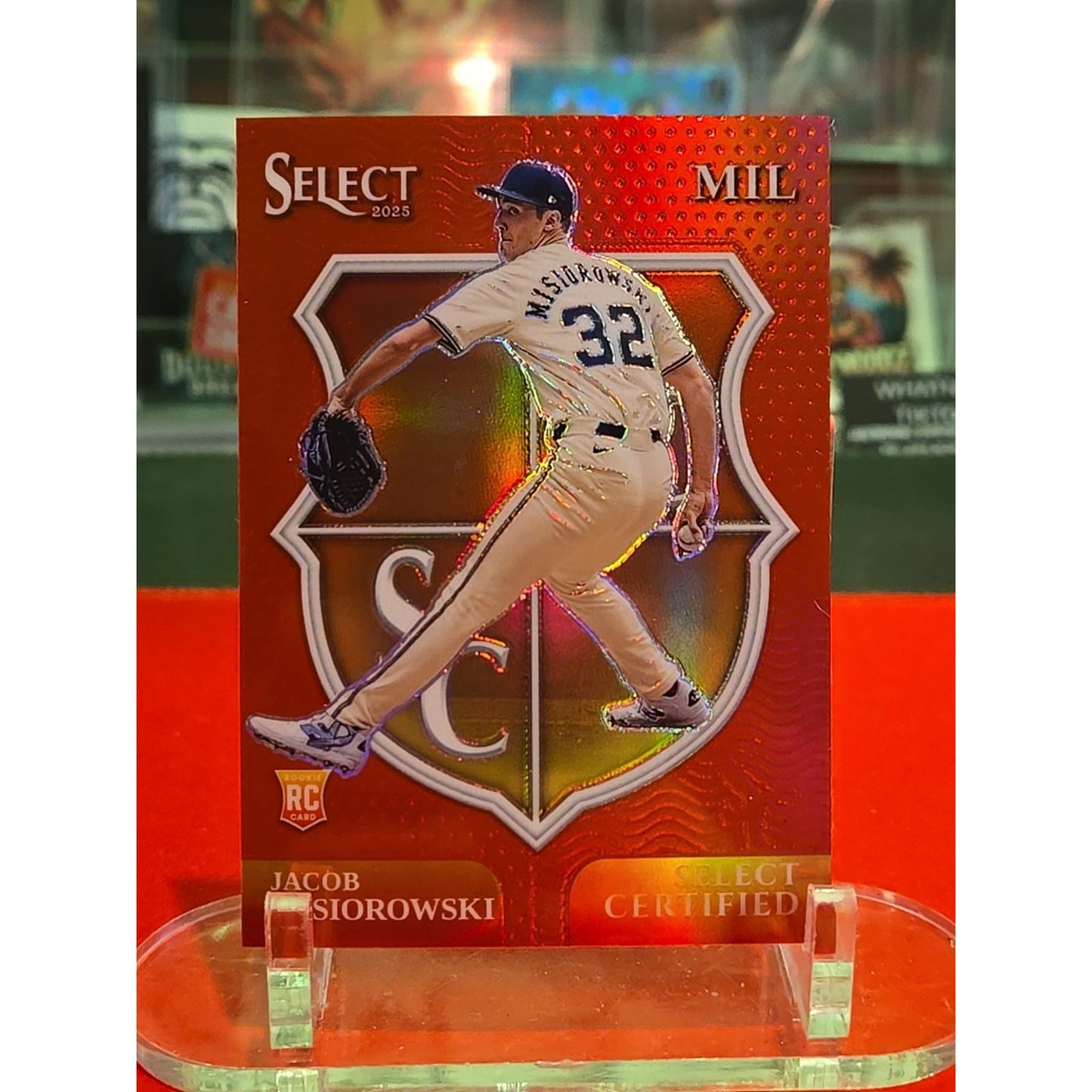2025 Panini Select Jacob Misiorowski RC Certified Red Prizm #79/99 Brewers