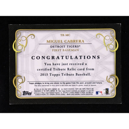 2015 Topps Tribute Relics Refractor /199 Miguel Cabrera #TR-MC