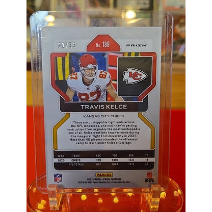 Travis Kelce /35 Purple 2021 Panini Prizm - #189 No Huddle Prizm