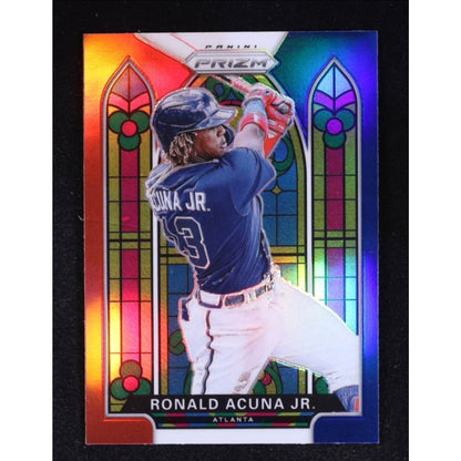 2021 Panini Prizm - Stained Glass Ronald Acuña Jr. #SG-4 Red White & Blue Prizm