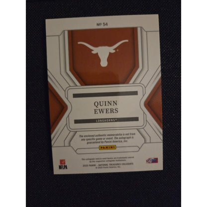 Quinn Ewers /99 Patch Auto 2025 Panini National Treasures Collegiate