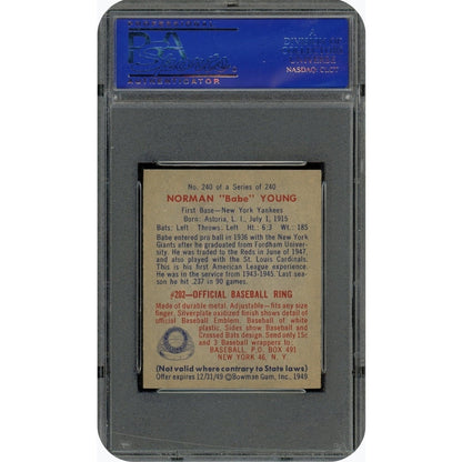 1949 NORMAN "BABE" YOUNG PSA 8 Bowman #240
