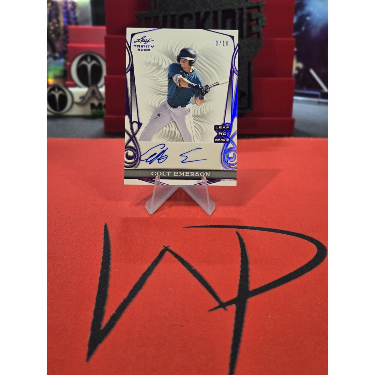 Colt Emerson /10 Auto 2023 Leaf Trinity - Purple #BA-CE1 (AU, RC)