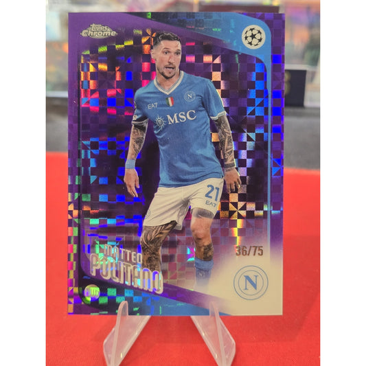 Matteo Politano /75 2025-26 Topps Chrome UCC Napoli Purple Geometric