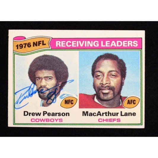 Drew Pearson Auto (PIA) With MacArthur (No AU) Lane 1977 Topps League Leaders