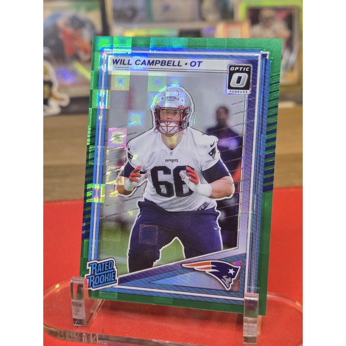 Will Campbell 2025 Panini Donruss Optic Preview Green Pandora Rated Rookie /25 P