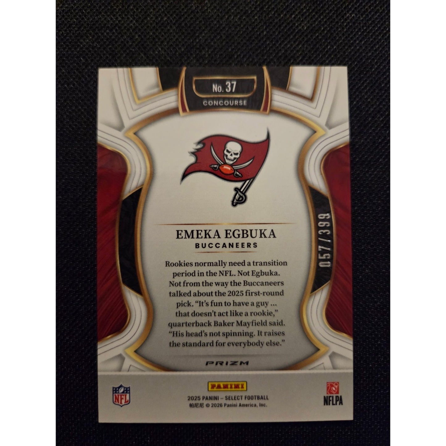 Emeka Egbuka /399 Rc 2025 Panini Select- Tri-Color Prizm