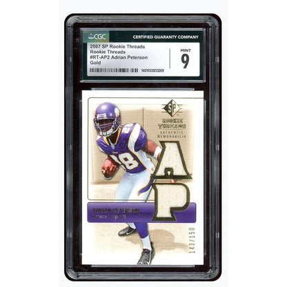 Adrian Peterson /150 Rc Dual Mem Patch 2007 SP Rookie Threads CGC 9
