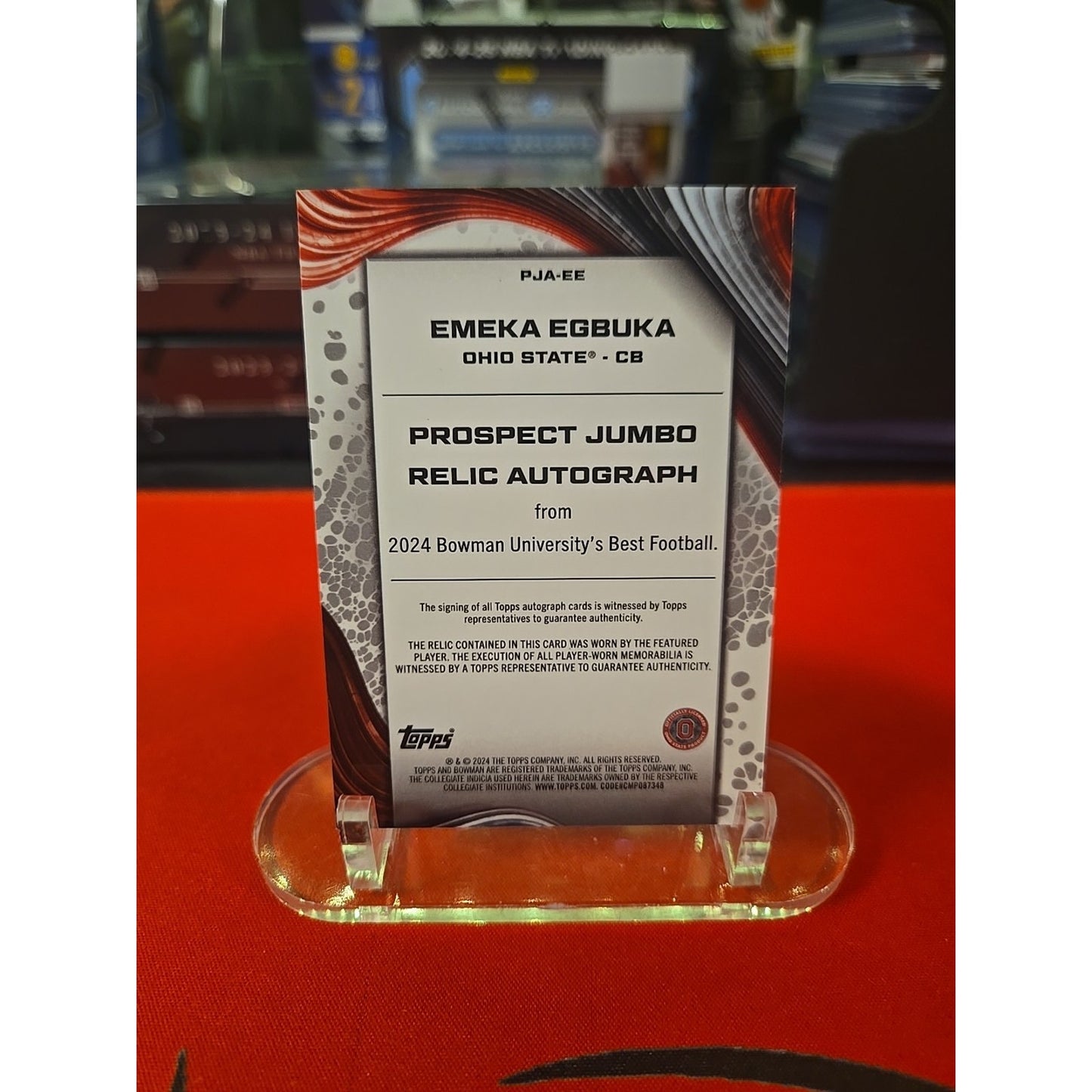 Emeka Egbuka 2024 Bowman's Best University Prospect Jumbo Relic Autographs