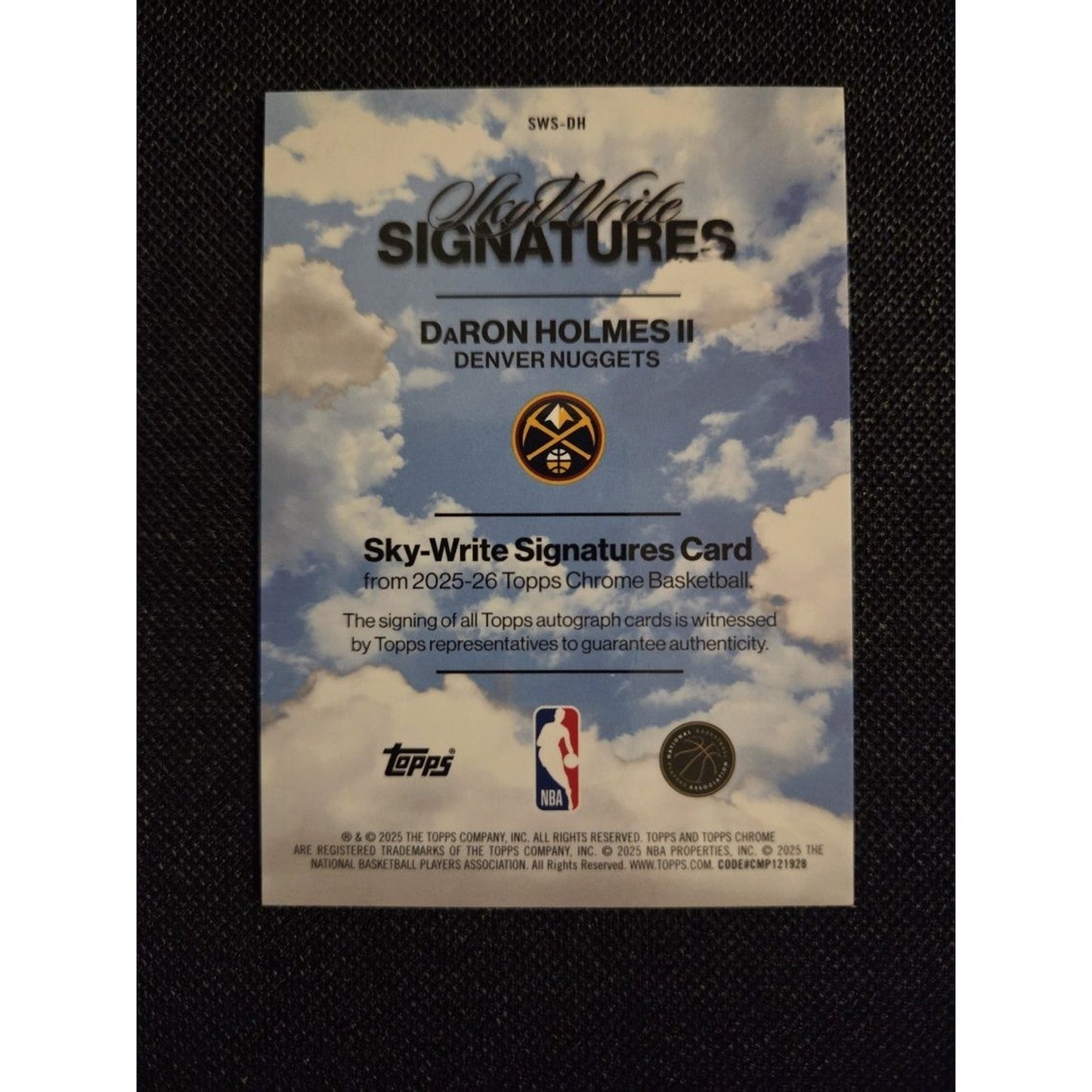DaRon Holmes /50 Auto 2025-26 Topps Chrome - Sky-Write Signatures Gold Refractor