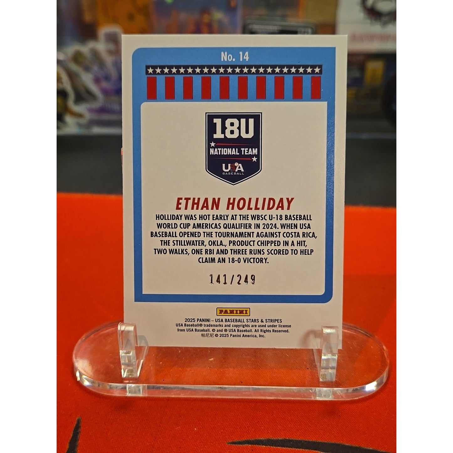 2025 Panini Stars and Stripes - Ethan Holliday #14 Red Swirl /249 (RC)