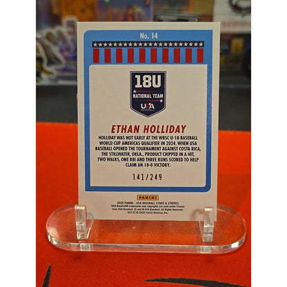 2025 Panini Stars and Stripes - Ethan Holliday #14 Red Swirl /249 (RC)