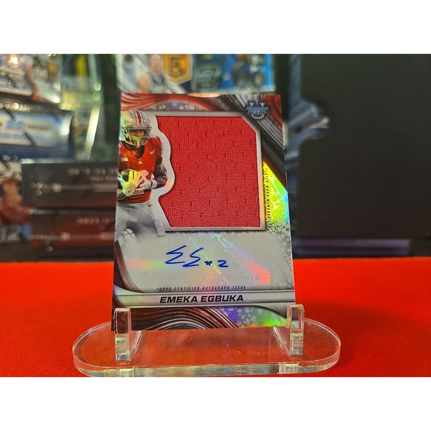 Emeka Egbuka 2024 Bowman's Best University Prospect Jumbo Relic Autographs