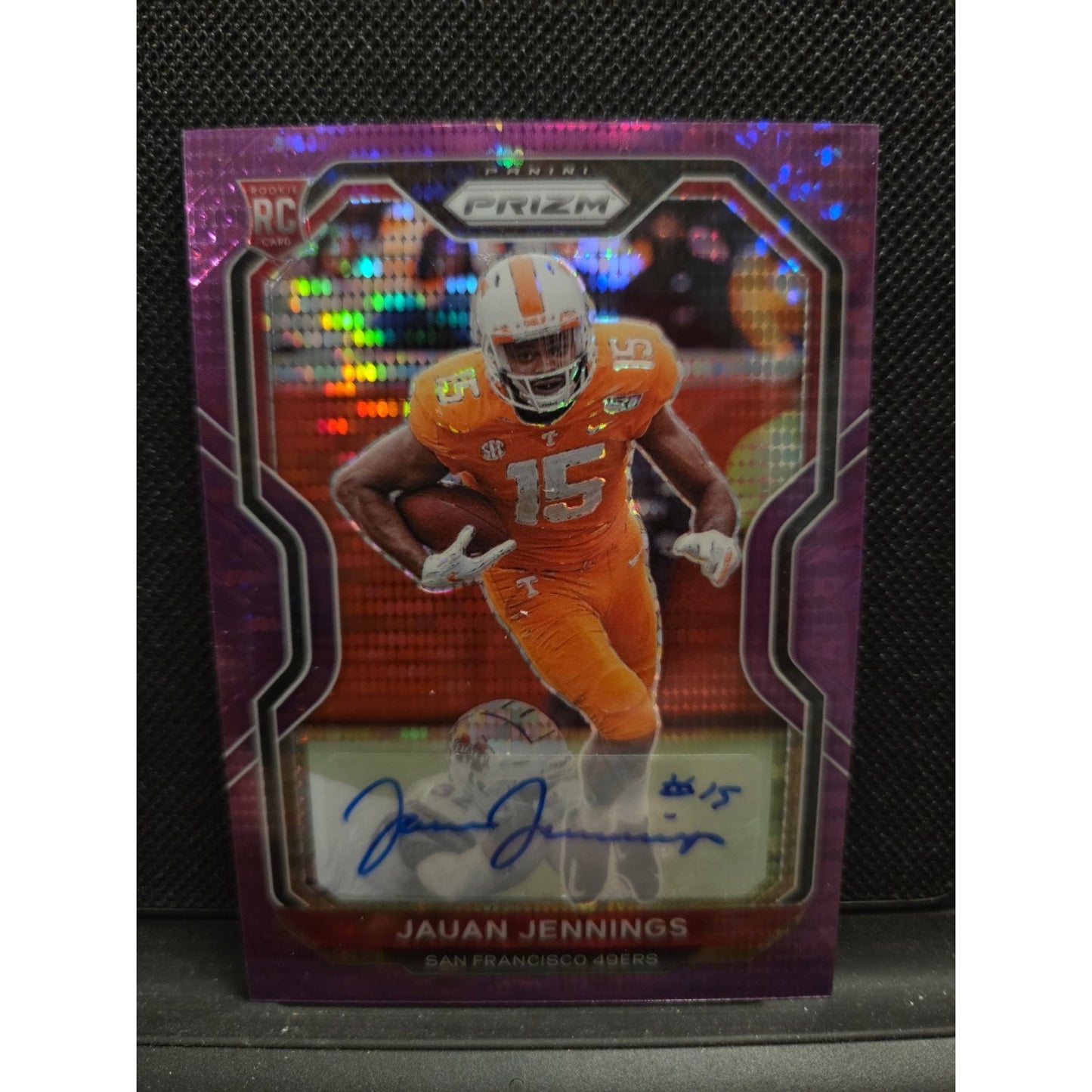 Jauan Jennings Auto Rc 2020 Panini Prizm Rookie #304 Purple Pulsar Prizm