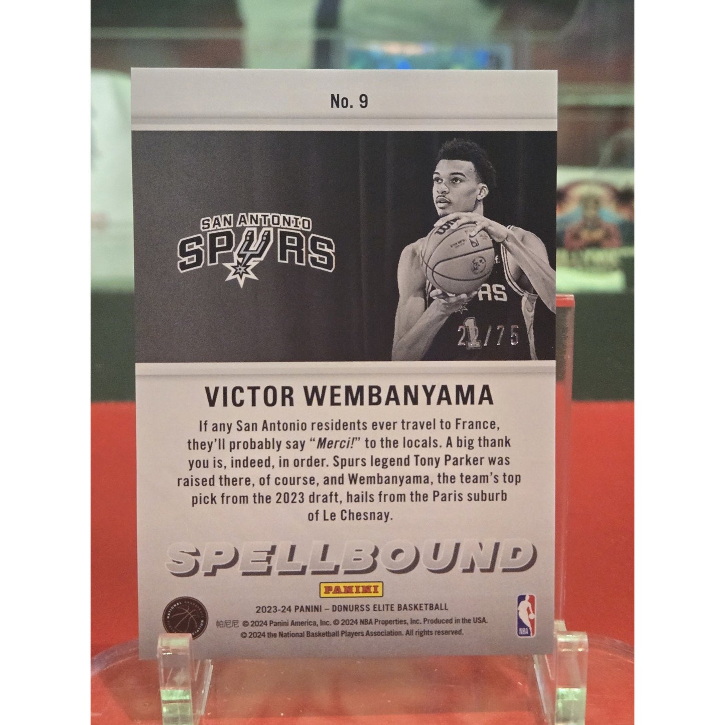 Victor Wembanyama /75 RC Spellbound Green 2023-24 Panini Donruss Elite