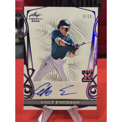 Colt Emerson /10 Auto 2023 Leaf Trinity - Purple #BA-CE1 (AU, RC)