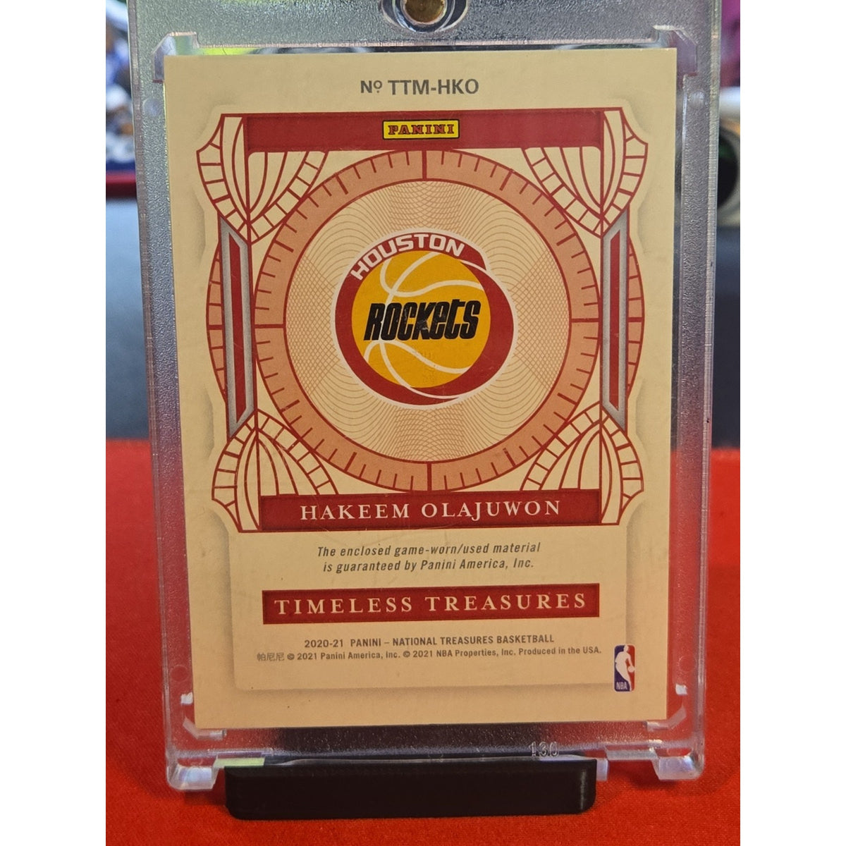 Hakeem Olajuwon /99 Game Worn 2021 Nat. Treasures Timeless Treasures