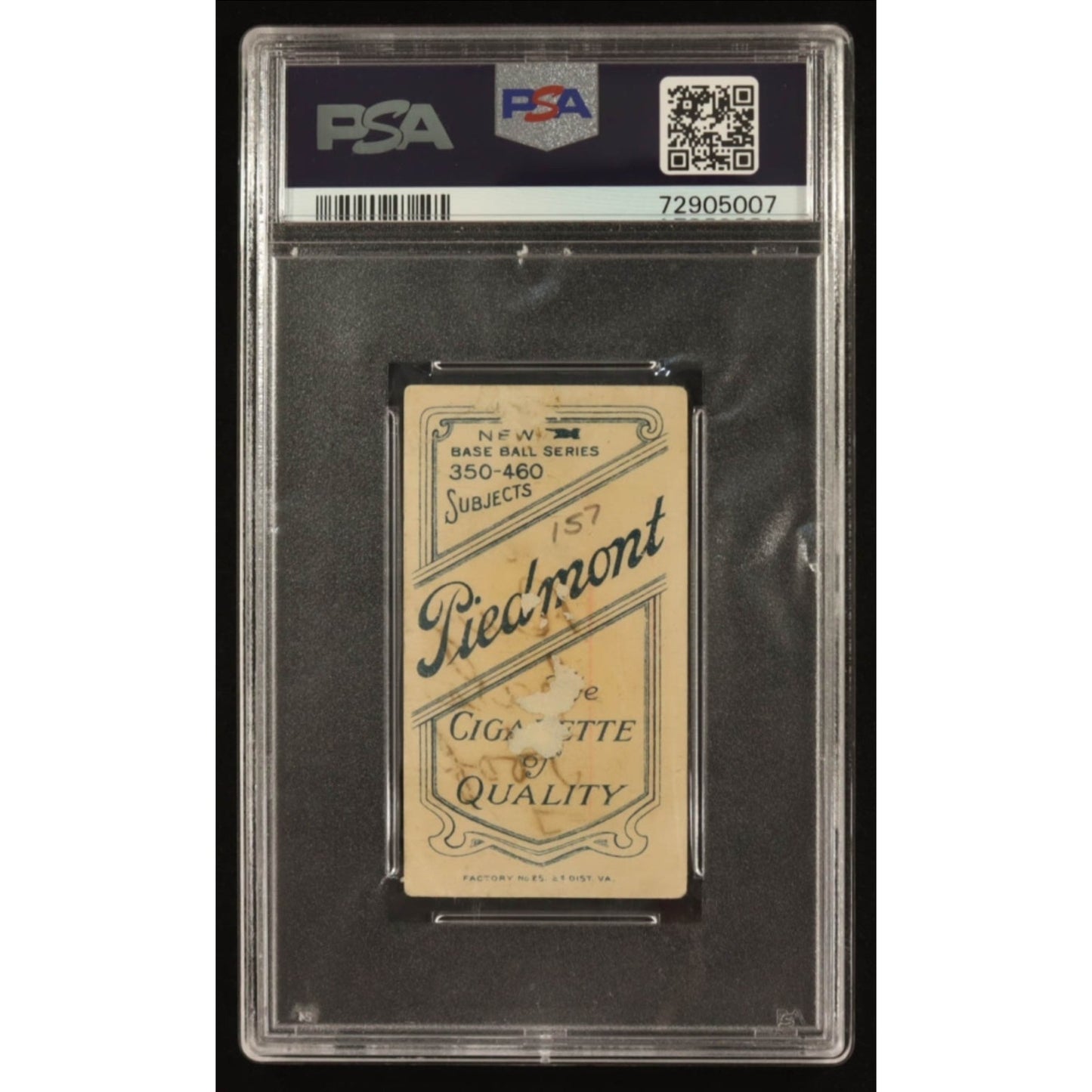 Joe Lake 1909-11 T206 St. Louis With Ball Piedmont Back 350-460/25 Card PSA 1 MK