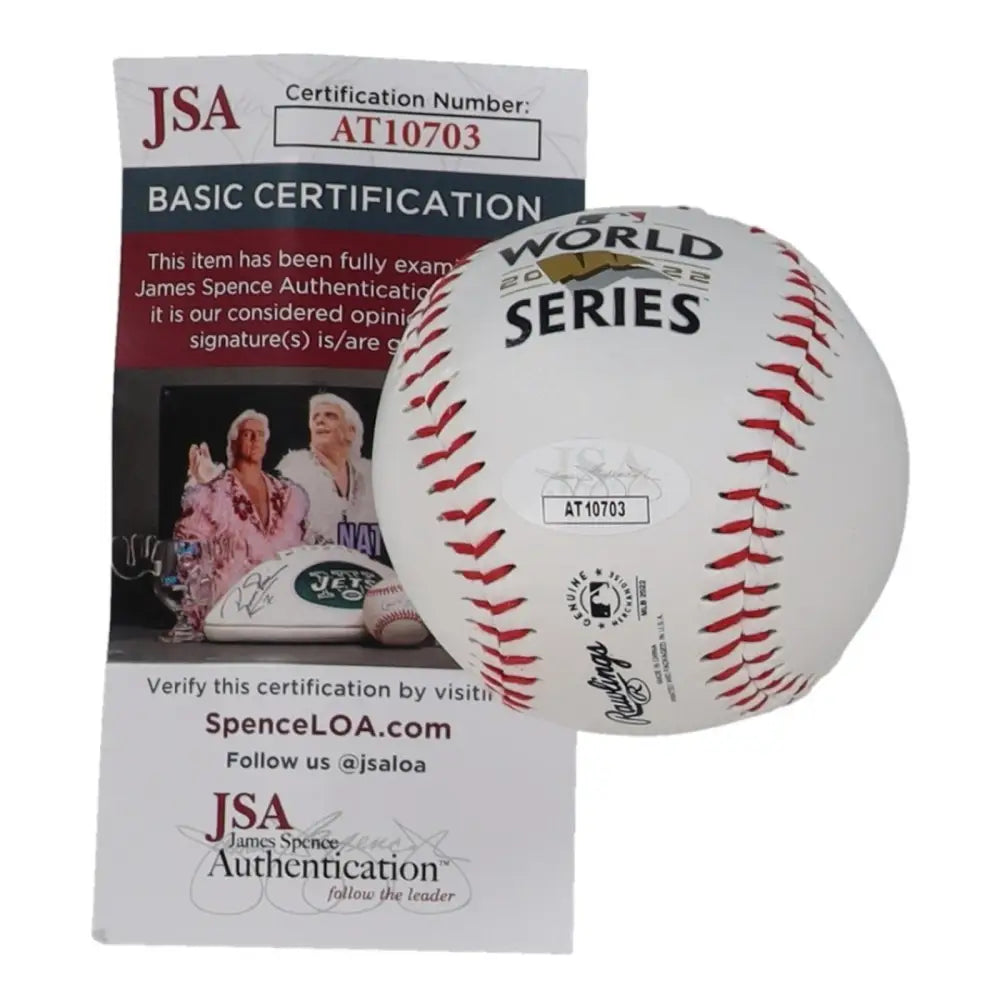 HUNTER BROWN signed/autographed Rawlings MLB 2022 WORLD SERIES Baseball BAS