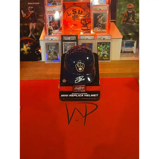 Jackson Chourio Signed Milwaukee Brewers Mini Helmet Beckett Authenticated