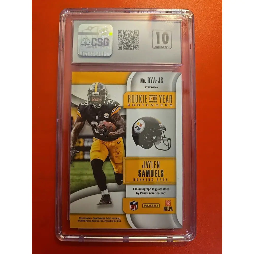 Graded NFL football rookie card of Jaylen Samuels.