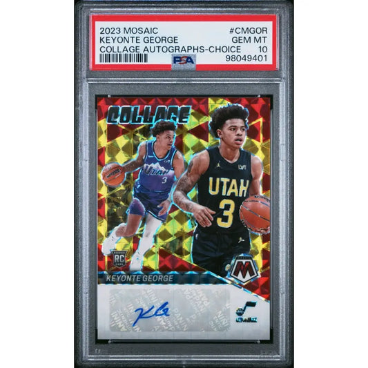 A graded 2023 Mosaic Keyonte George Collage Autographs-Choice basketball card.