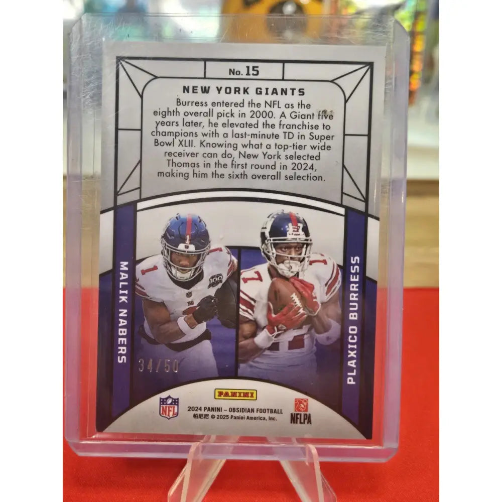 Malik Nabers Plaxico Burress /50 2024 Panini Obsidian Eclipsing Legends #15
