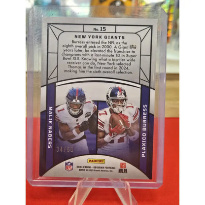 Malik Nabers Plaxico Burress /50 2024 Panini Obsidian Eclipsing Legends #15